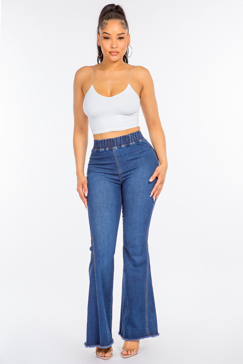 Denim High Waist Curvy Flare Jeans
