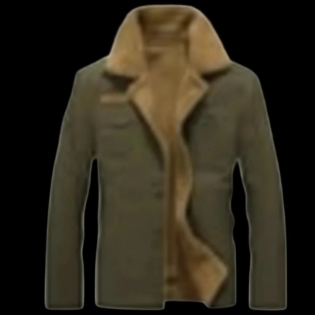 Men Winter Warm Fur Collar Men Fleece Solid Color Coat