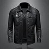 Men's Motorcycle Leather Jacket Large Size Pocket Black Zipper Lapel Slim Fit Male Spring and Autumn High Quality Pu Coat M-5XL