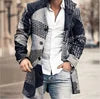 Men’s Plaid Polyester Turn-down Collar Casual Coat