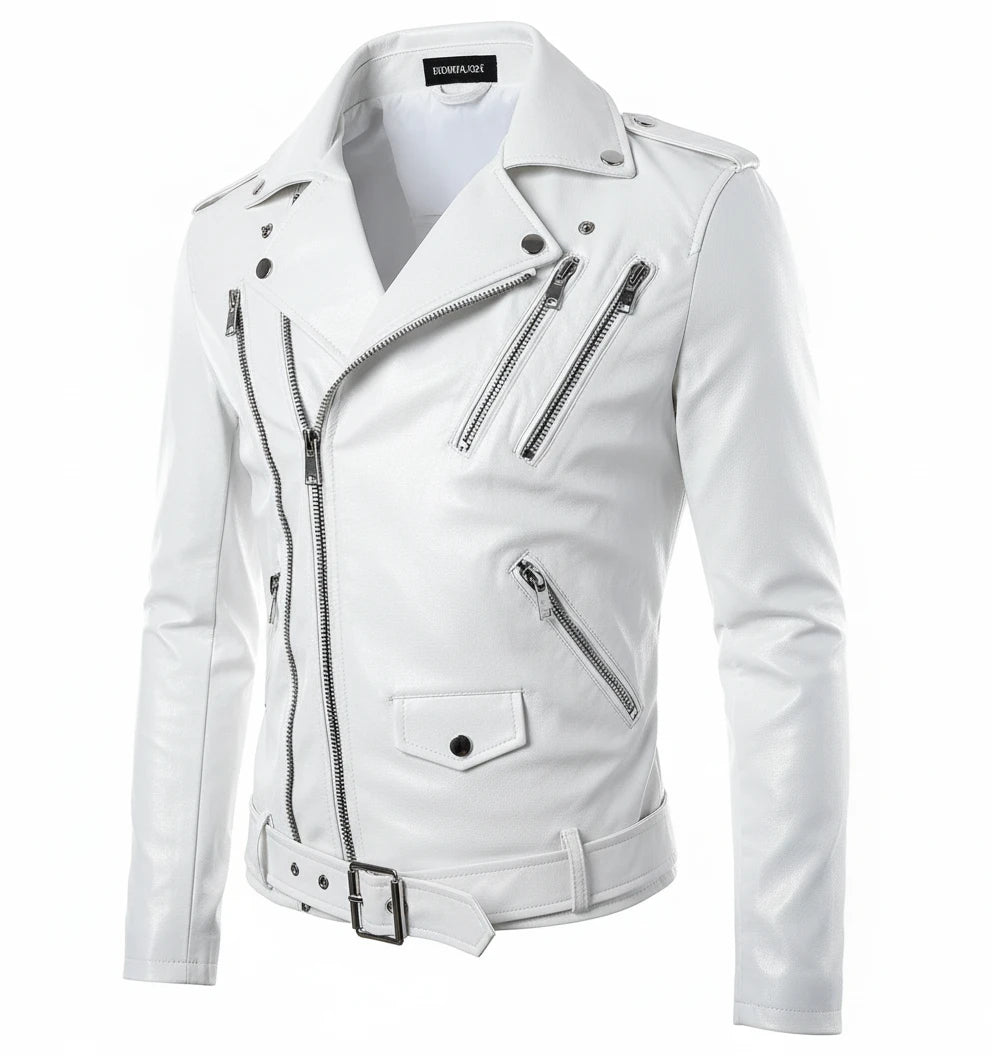 Men M-2XL Plus Size Motorcycle Black PU Jackets Classic Spring and Fall