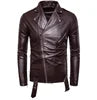 Men Faux Winter Leather Solid Color Slim Fit Jacketed