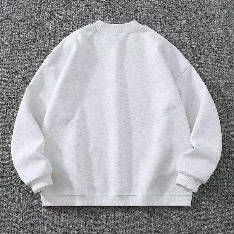 Men's Casual Half Zip Heavyweight Gray Baseball Jacket - Solid Color Streetwear Outwear