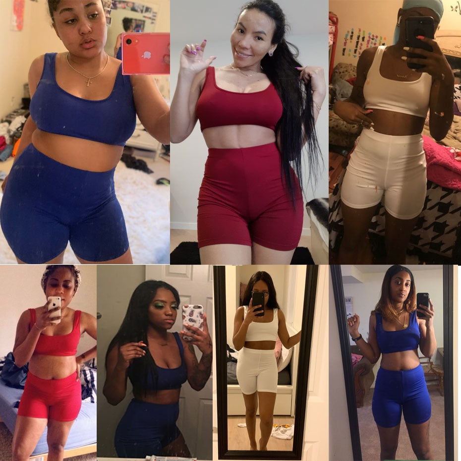 2 Piece Set Women Crop Tops and Biker Shorts Sweat Suits Sexy Club Outfits Two Piece Casual Tracksuit Matching Sets