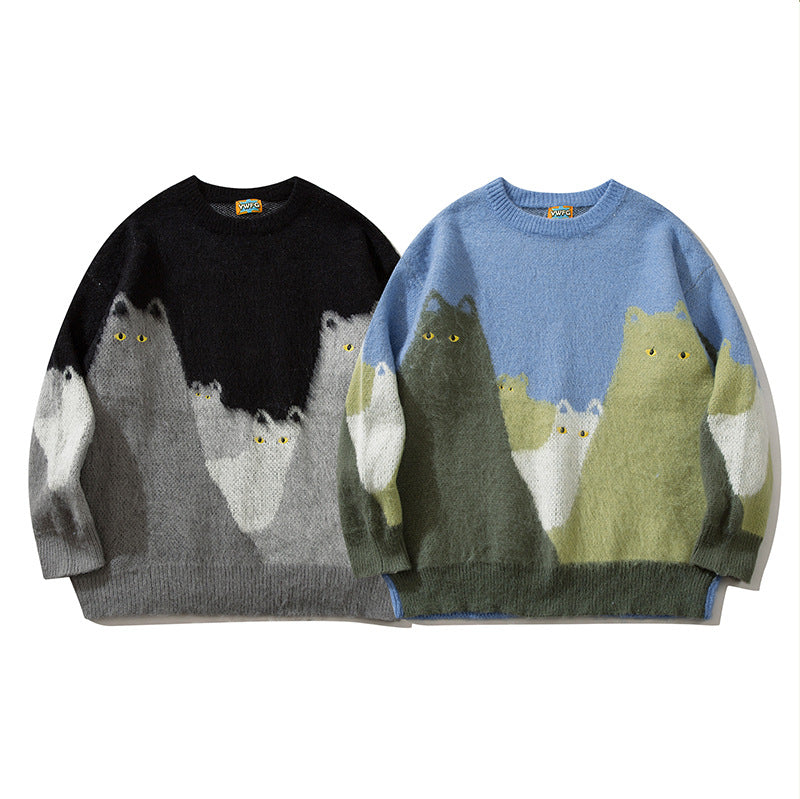 Cartoon cat sweater for men