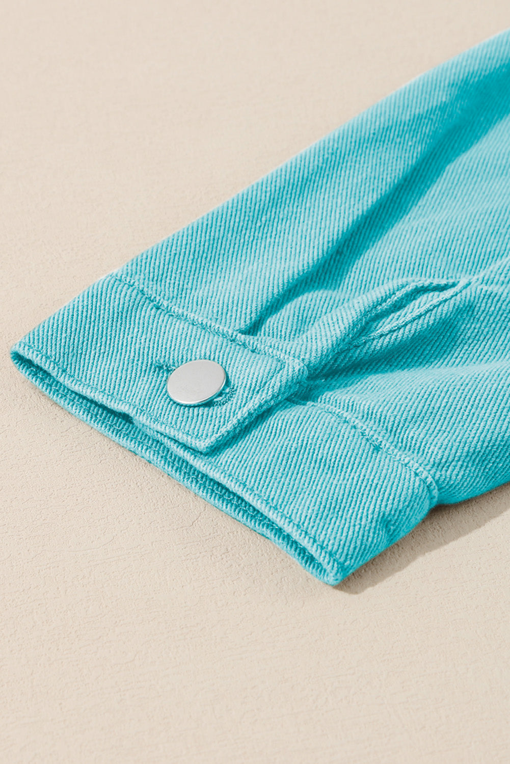 Denim Jacket Sky Blue Plaid Patchwork Pockets