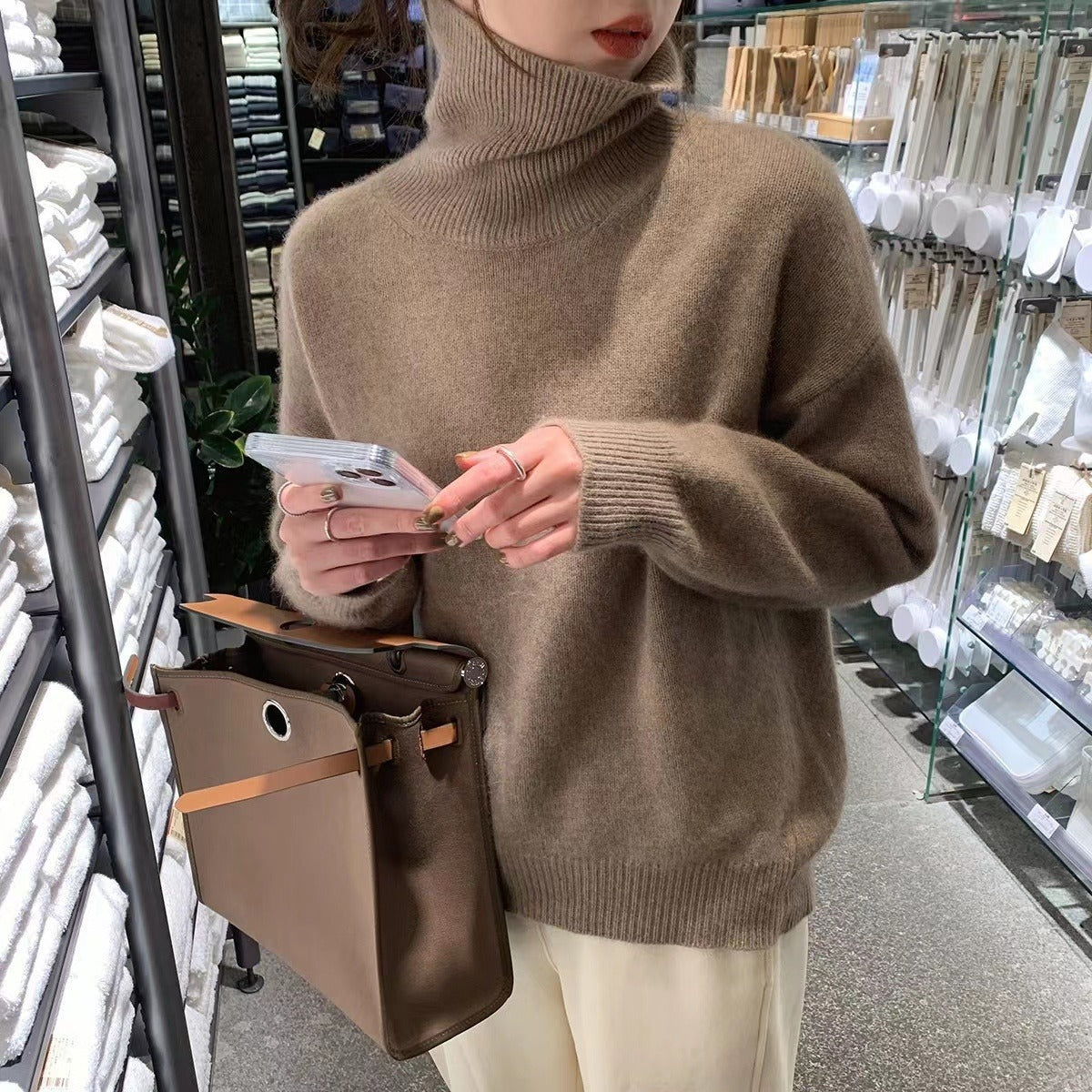 Women's thick and loose autumn and winter high neck sweater