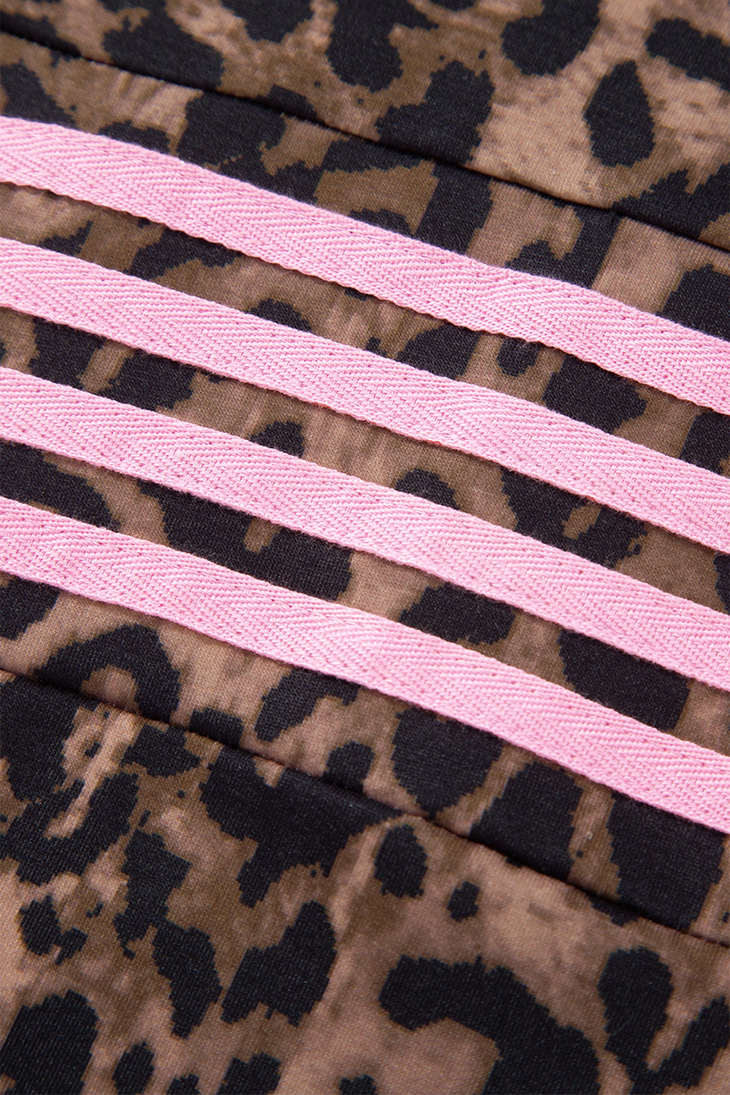Leopard Brown Print Contrast Striped Detail Long Sleeve Top Pant Set