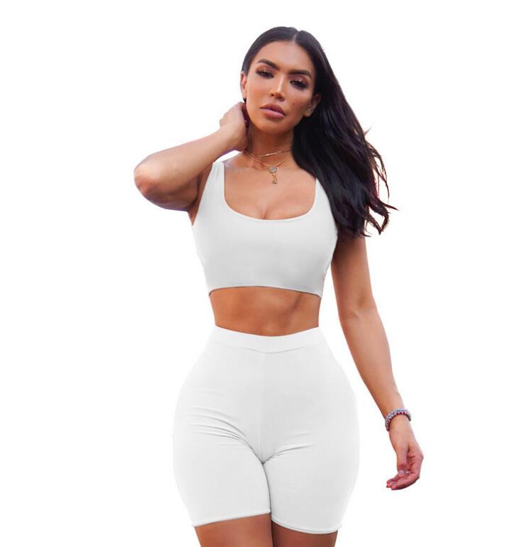 2 Piece Set Women Crop Tops and Biker Shorts Sweat Suits Sexy Club Outfits Two Piece Casual Tracksuit Matching Sets