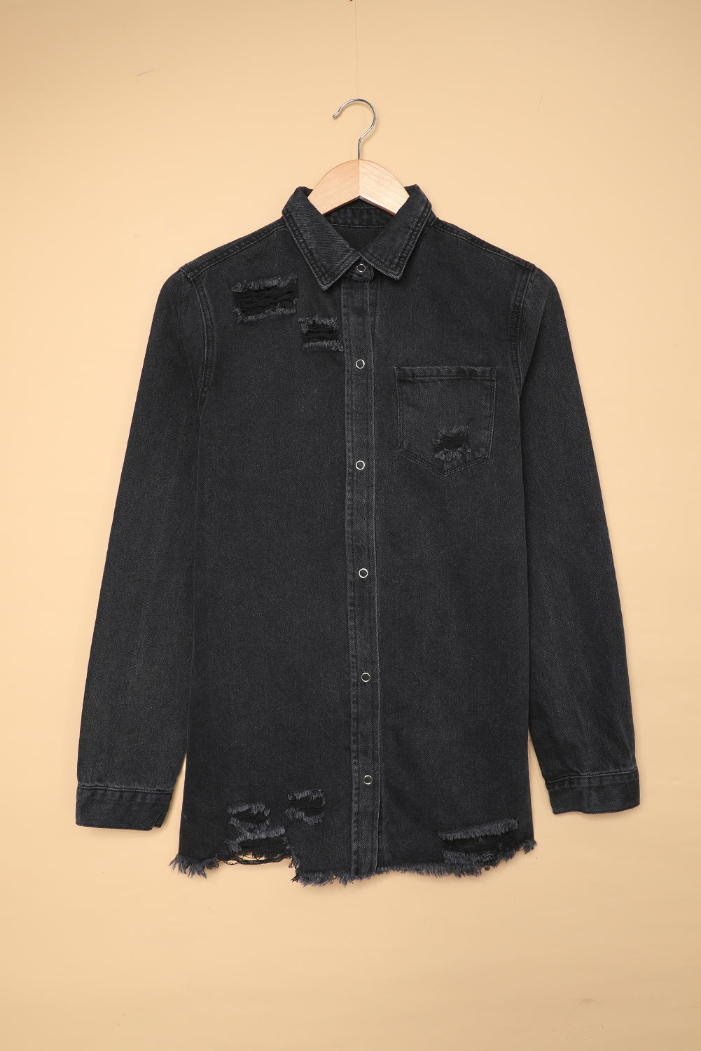 Denim Jacket Black Ripped