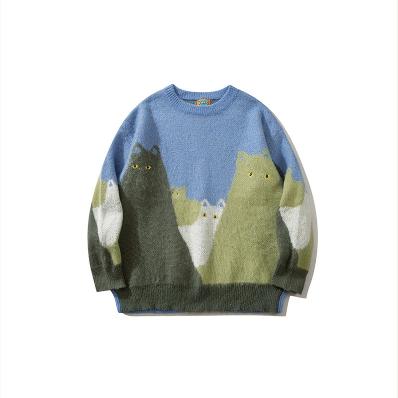 Cartoon cat sweater for men