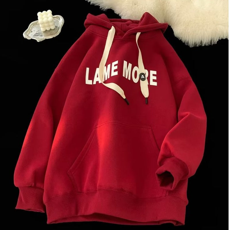 Men's Heavyweight Fleece Lined Red Oversized Hoodie