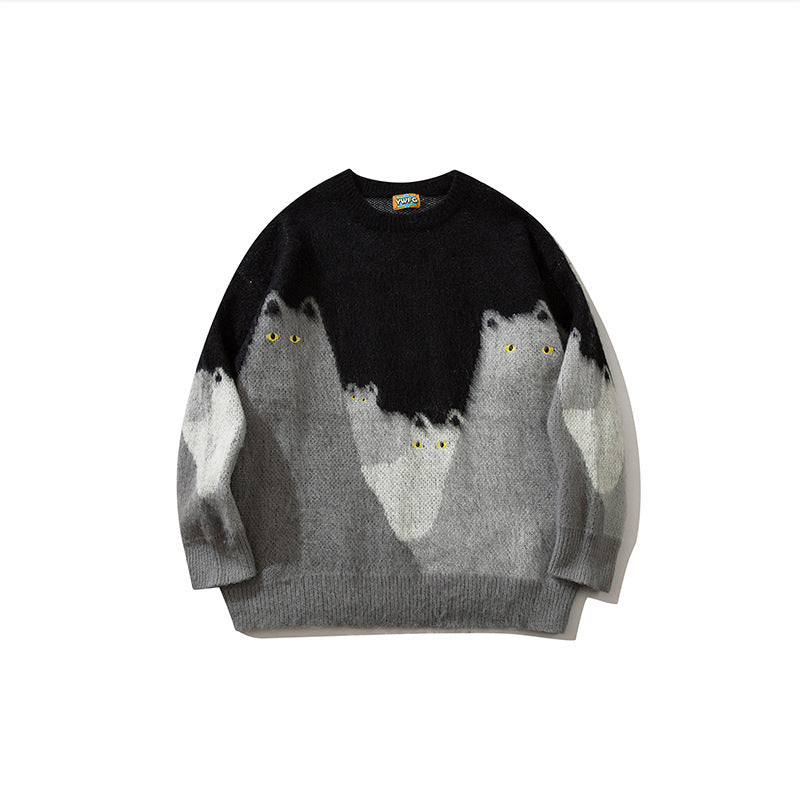 Cartoon cat sweater for men