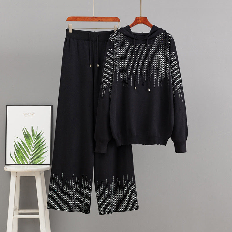 High neck sweater loose suit