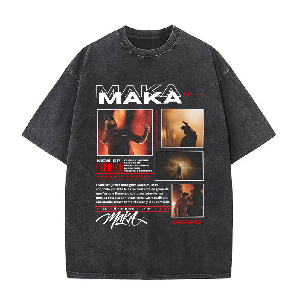 Vintage Washed Hip Hop Graphic T-Shirt