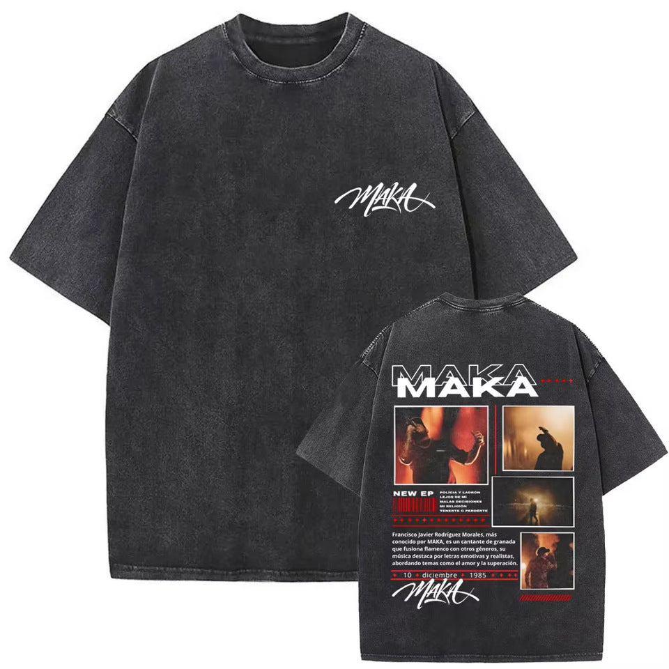 Vintage Washed Hip Hop Graphic T-Shirt