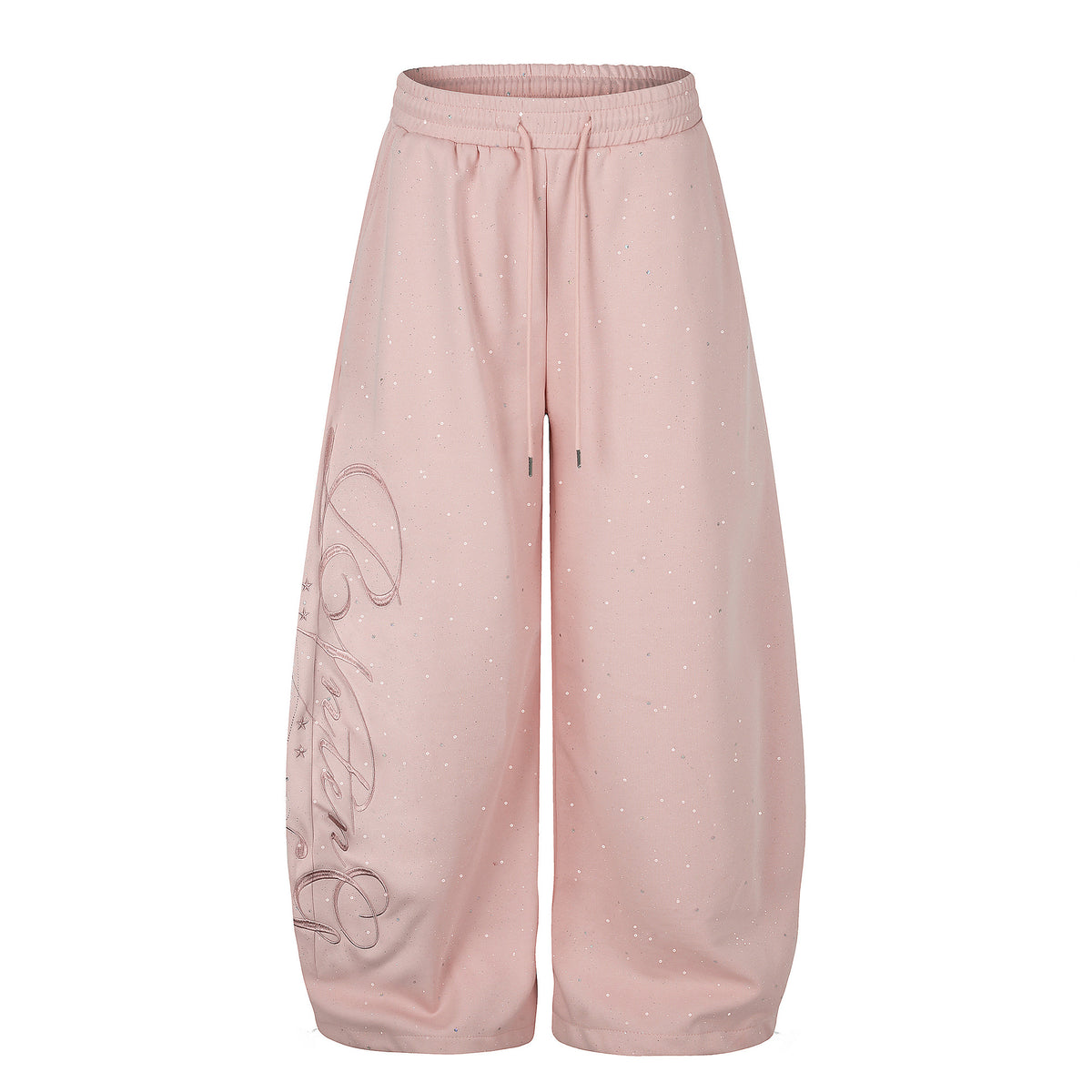 Star Sequin Embroidered Wide-Leg Sweatpants