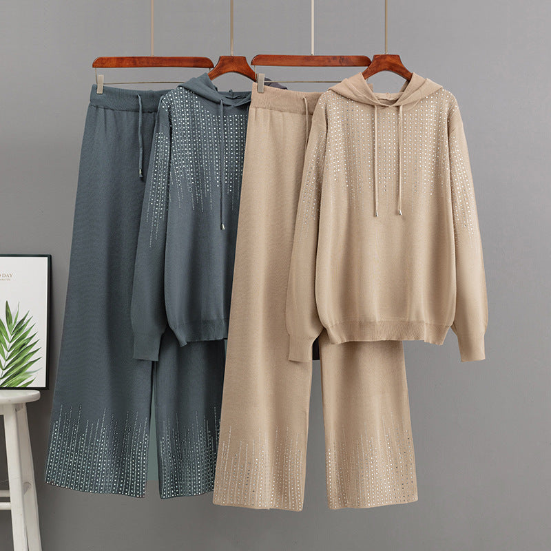 High neck sweater loose suit