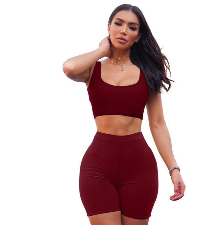 2 Piece Set Women Crop Tops and Biker Shorts Sweat Suits Sexy Club Outfits Two Piece Casual Tracksuit Matching Sets