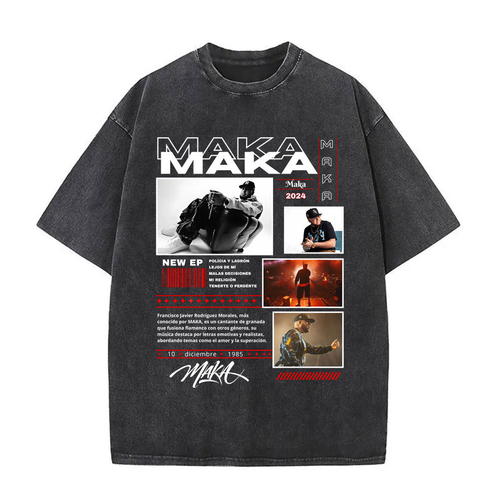Vintage Washed Hip Hop Graphic T-Shirt
