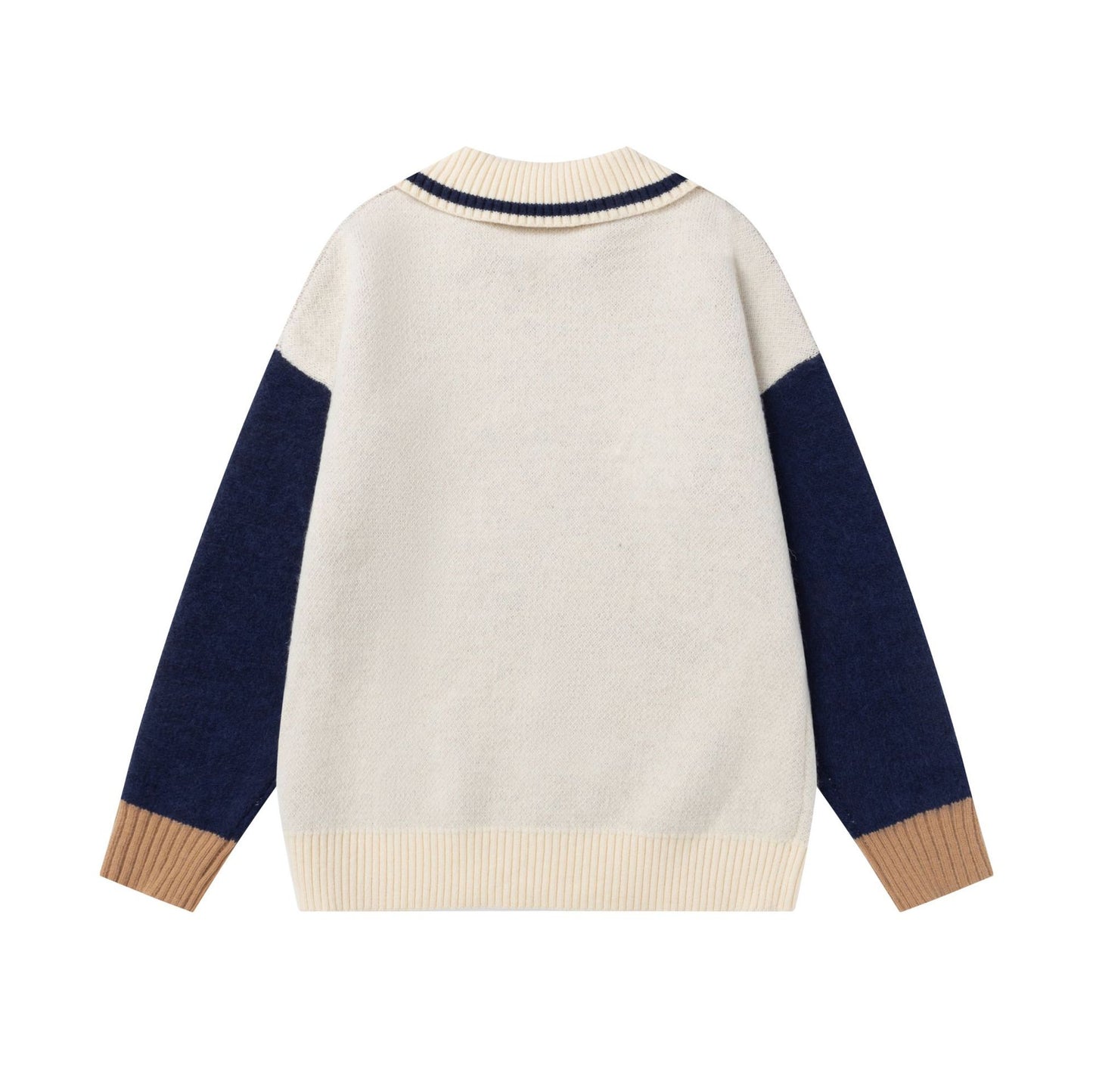 Splicing teddy bear tie sweater