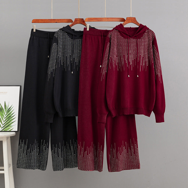High neck sweater loose suit