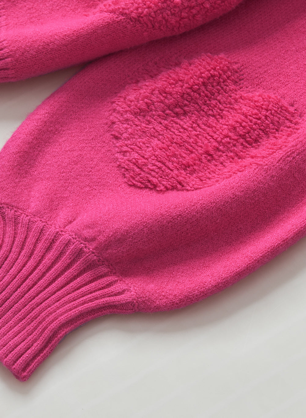 Sweater Rose Red Pearl Embellished Fuzzy Hearts V Neck