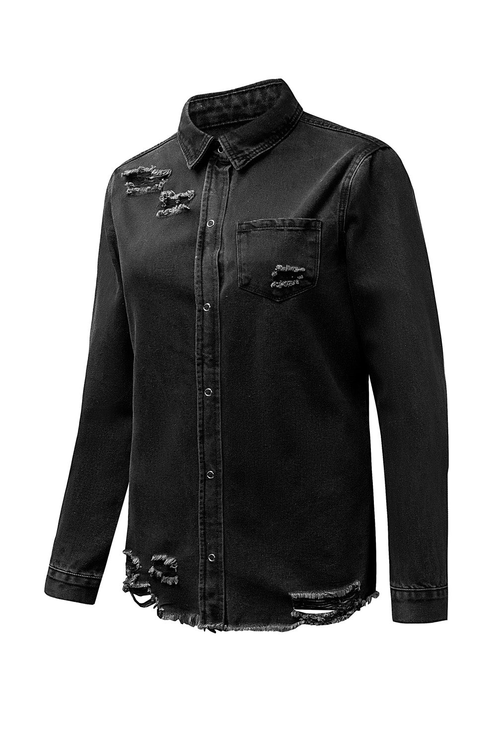Denim Jacket Black Ripped
