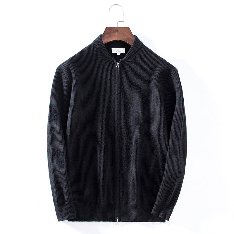 Style Long Sleeve V-Neck Men's Thick Knit Cardigan