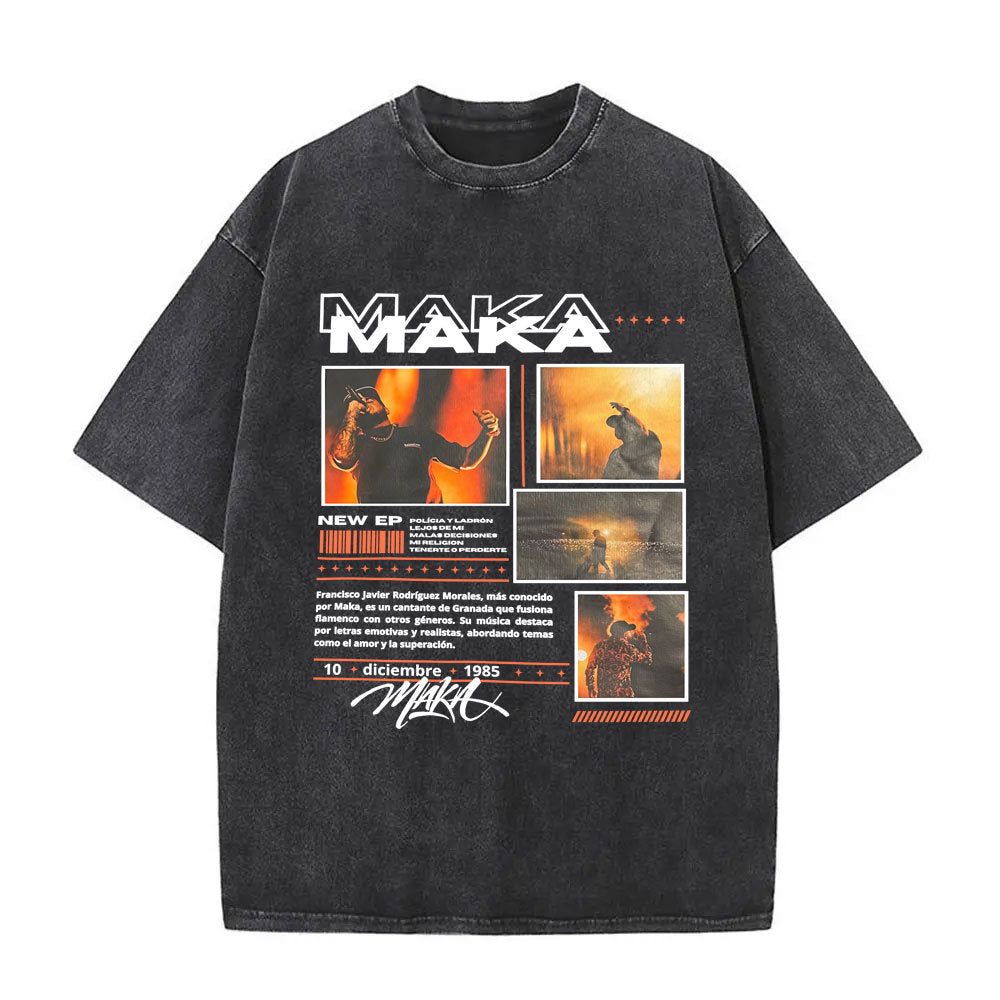 Vintage Washed Hip Hop Graphic T-Shirt