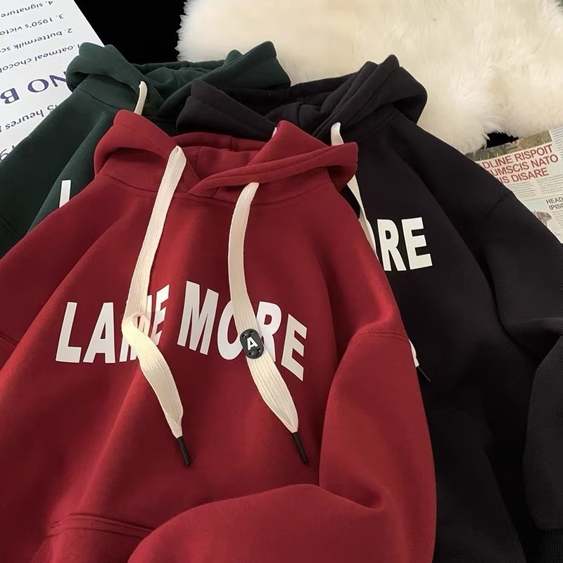 Men's Heavyweight Fleece Lined Red Oversized Hoodie