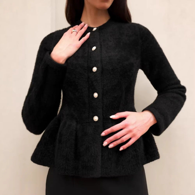 Elegant White Tweed Knit Cardigan for Women, Slim Fit, Versatile and Unique Top