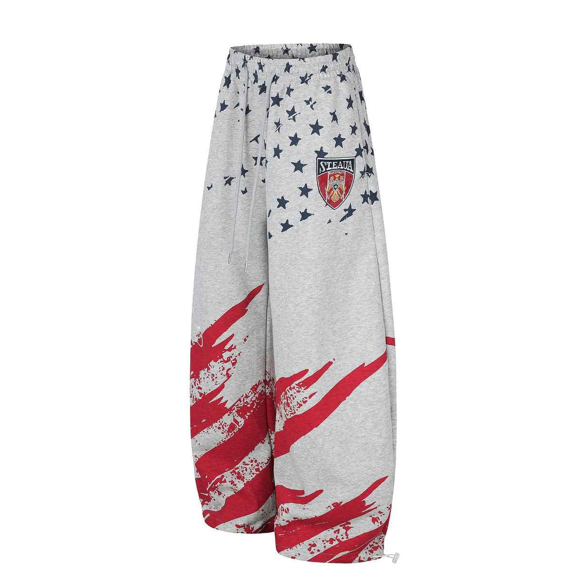 Flag All-Over Print Embroidered Wide-Leg Carpenter Joggers