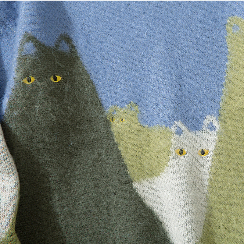 Cartoon cat sweater for men