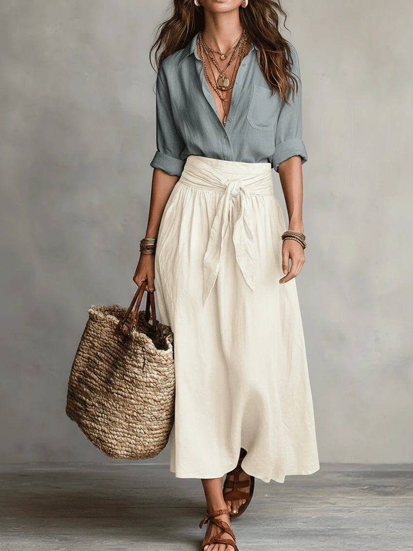 Contrast Women’s Midi Skirt Two-Piece Set