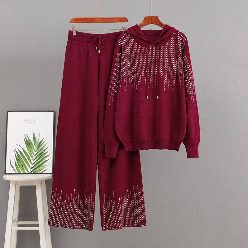 High neck sweater loose suit