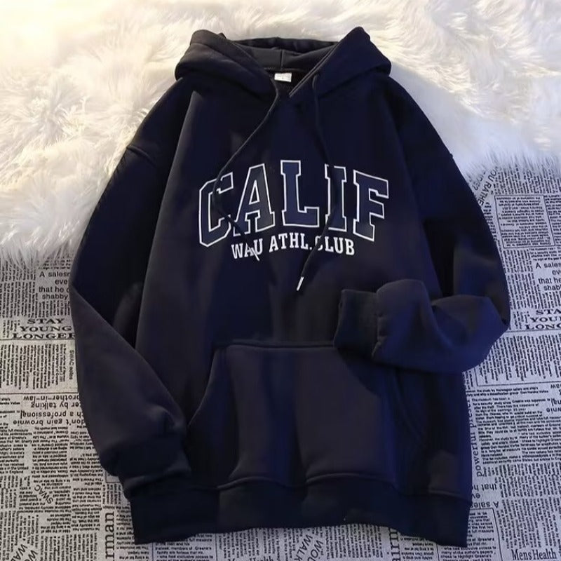 Style Fleece-Lined Hooded Sweatshirt Men's Unisex Street Hip Hop Jacket