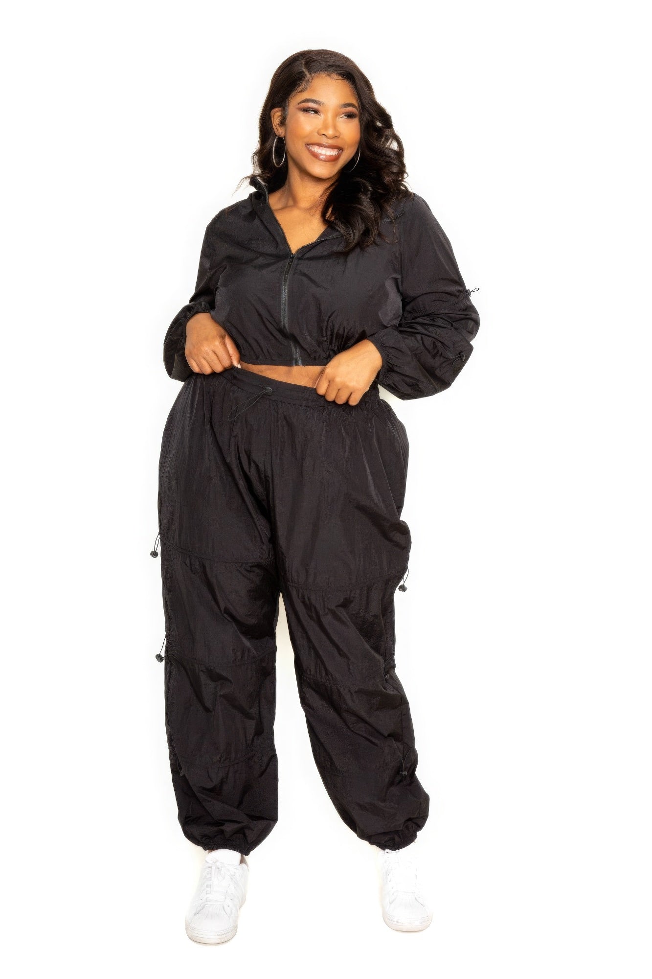 Jogger Active Wear Ladies Zip Up Set with Cord Lock Detail