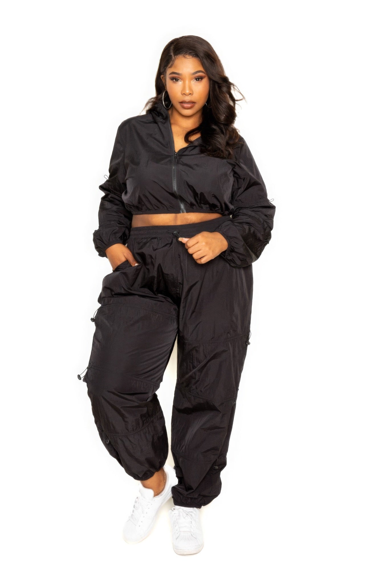 Jogger Active Wear Ladies Zip Up Set with Cord Lock Detail