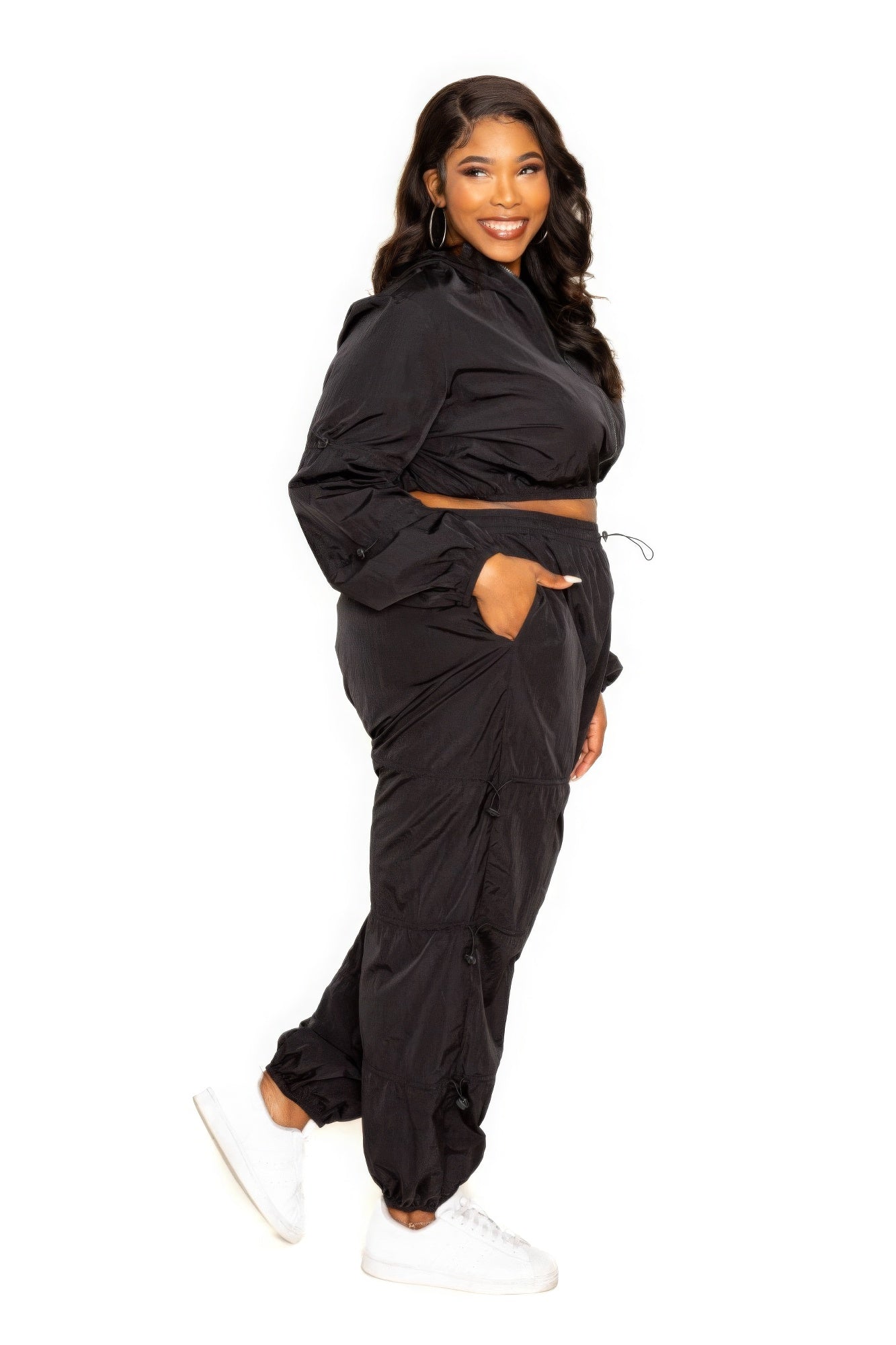 Jogger Active Wear Ladies Zip Up Set with Cord Lock Detail