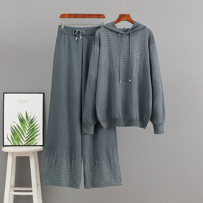 High neck sweater loose suit