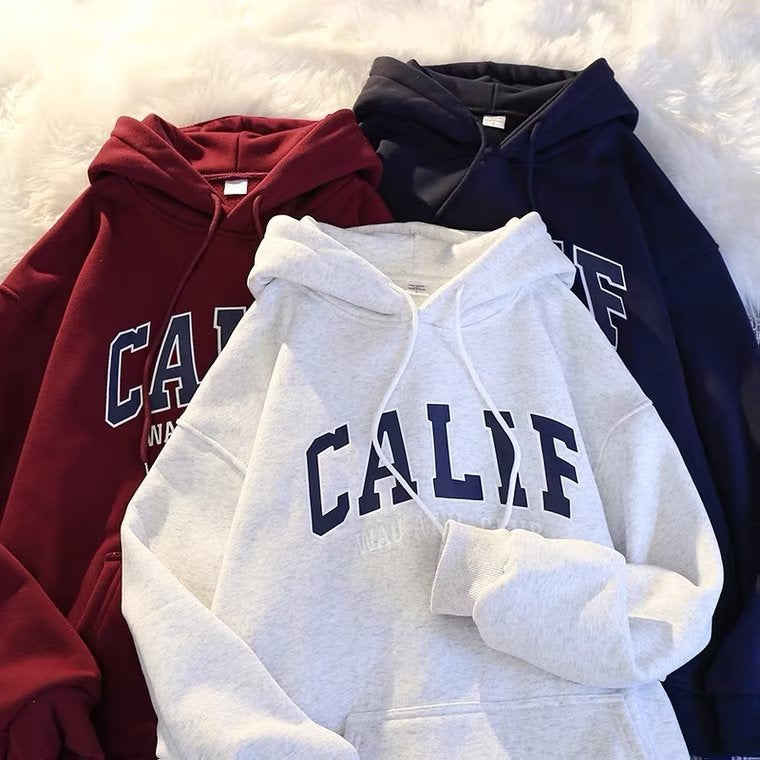 Style Fleece-Lined Hooded Sweatshirt Men's Unisex Street Hip Hop Jacket