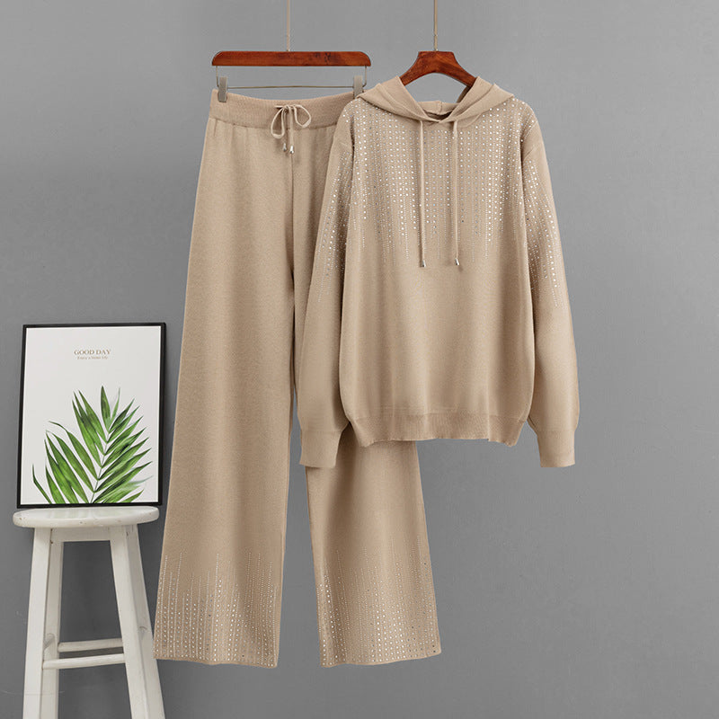 High neck sweater loose suit