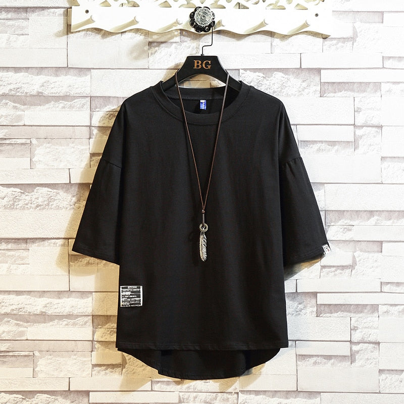 Streetwear Summer Cotton T Shirt Men Short Sleeve Casual Go up 1 size