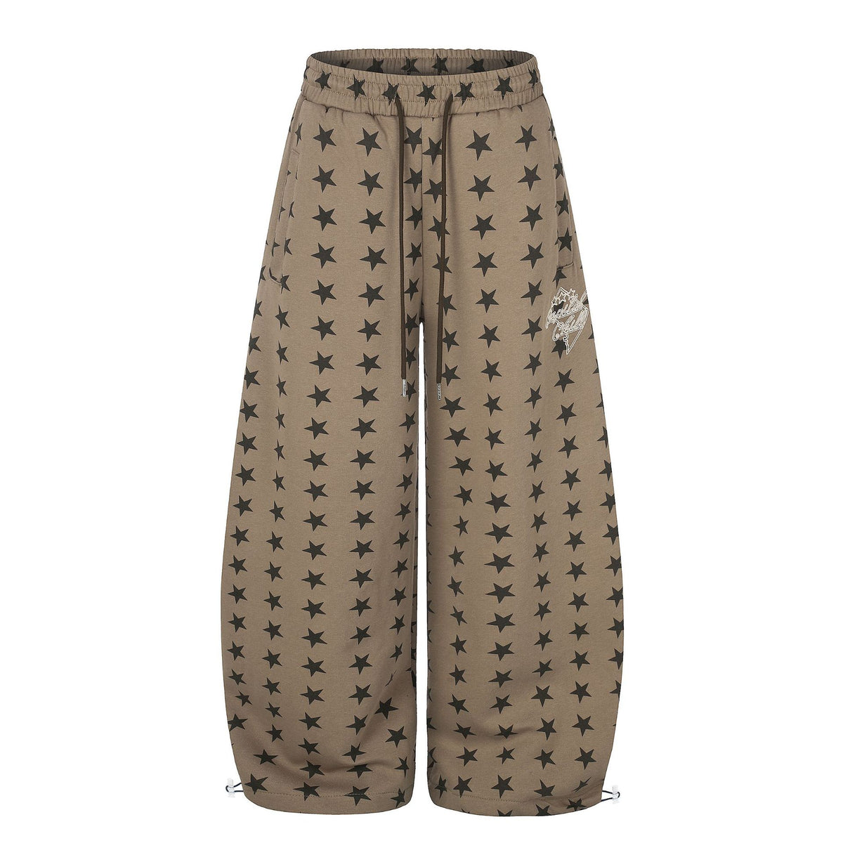 Star Print Wide-Leg Drawstring Pants