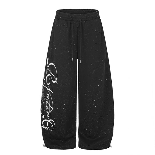 Star Sequin Embroidered Wide-Leg Sweatpants