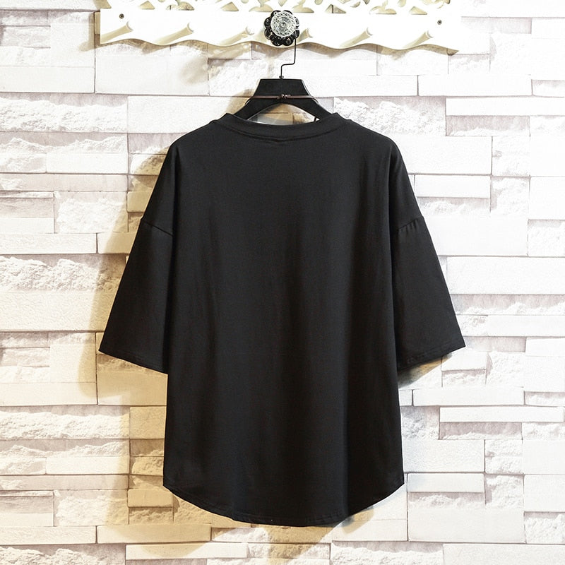 Streetwear Summer Cotton T Shirt Men Short Sleeve Casual Go up 1 size