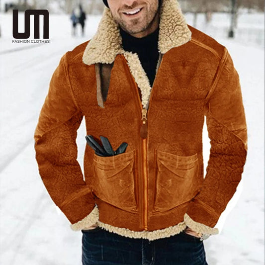 Men Liu Ming Trending Winter Thick Warm Zipper Fleece Jacket