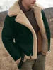 Men Ohsisa Winter Warm Faux Fur Motorcycle Jacket with Zipper