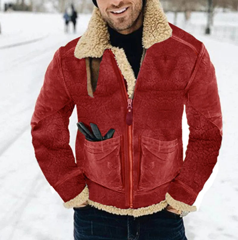 Men Liu Ming Trending Winter Thick Warm Zipper Fleece Jacket